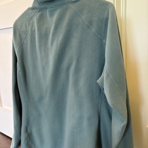 THE NORTH FACE sz L fleece sweater bluegrass teal long sleeves 1/4 front zip - Picture 3 of 11